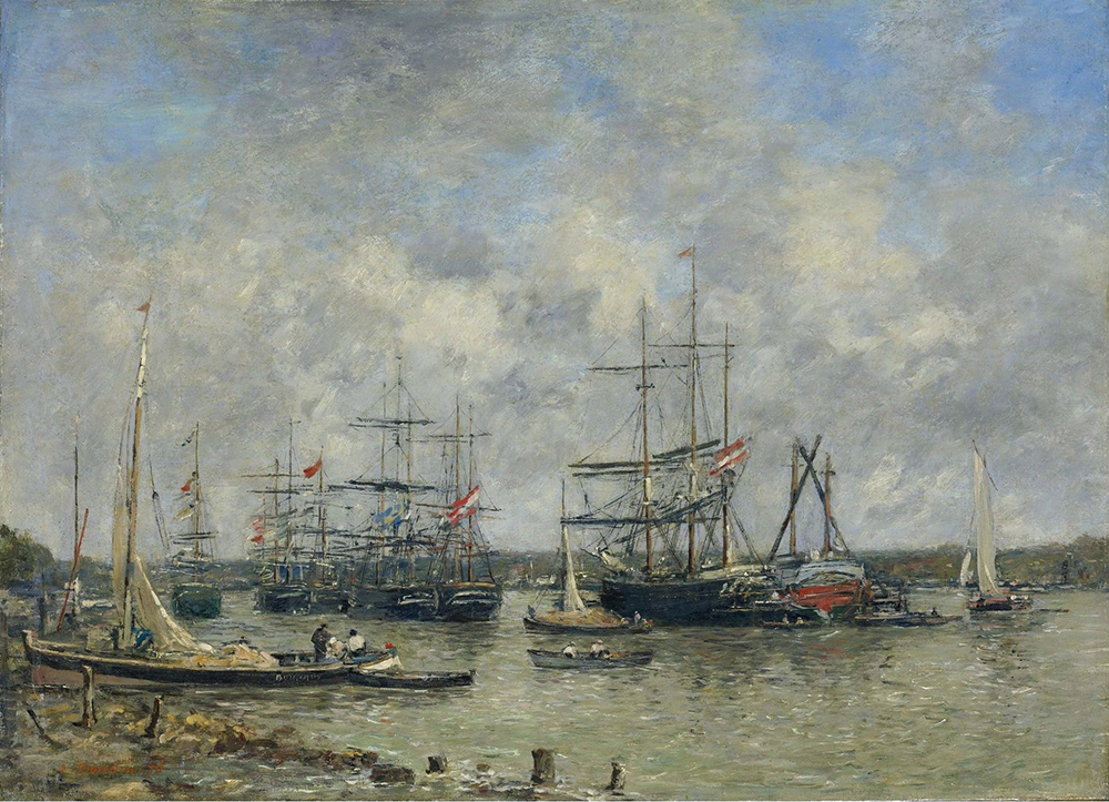 Eugene Boudin Bordeaux, Three-Master on the Garonne, 1876 oil painting reproduction