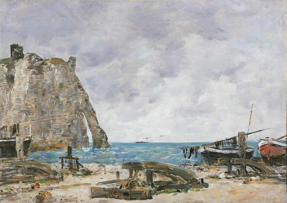 Eugene Boudin Etretat, Fishing Boats on the Beach, 1890 oil painting reproduction