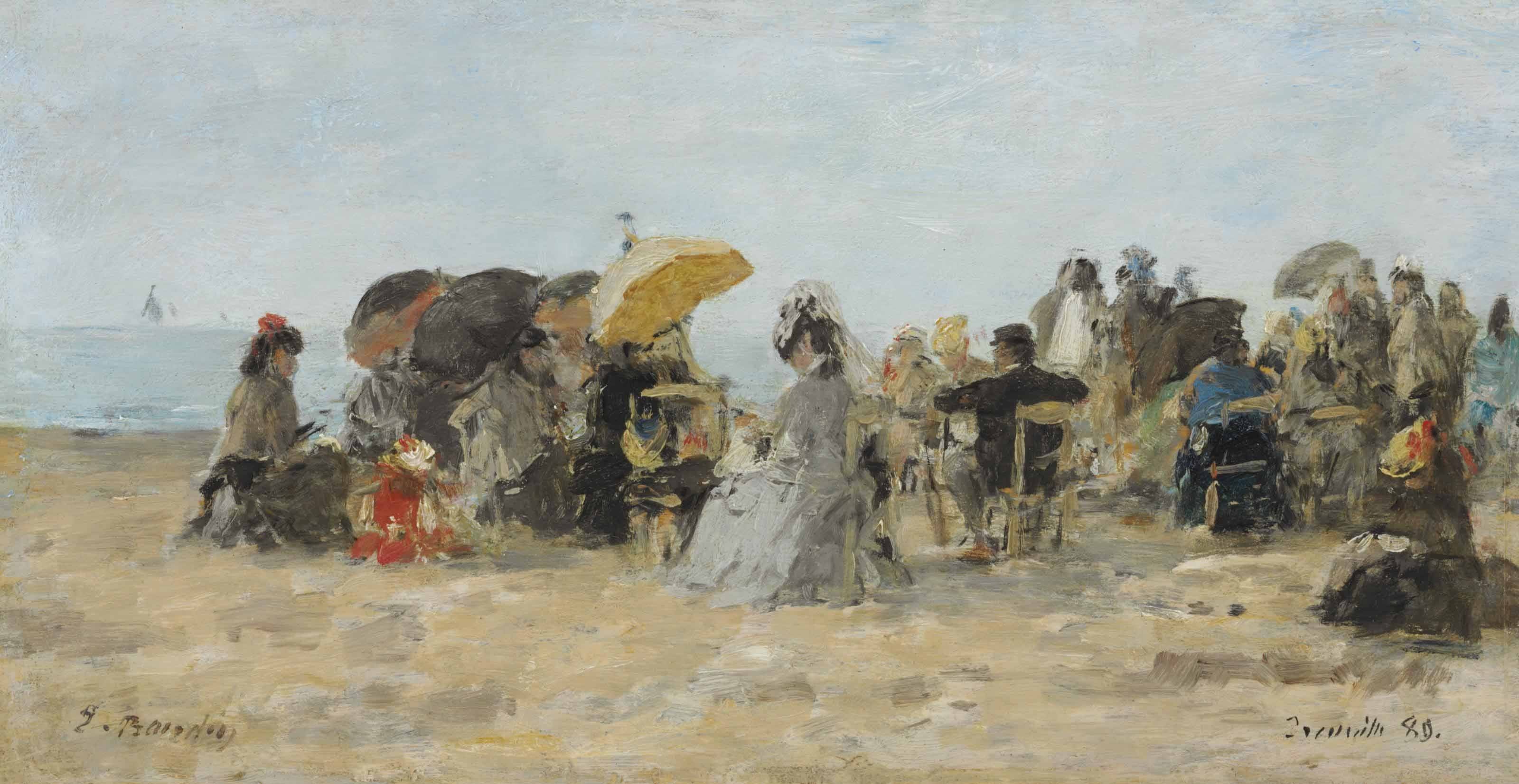 Eugene Boudin Scene on the Beach at Trouville, 1889 oil painting reproduction