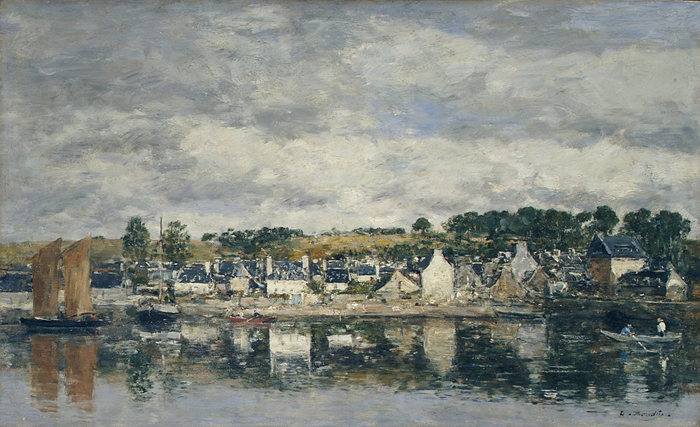 Eugene Boudin Village by a River, 1867 oil painting reproduction