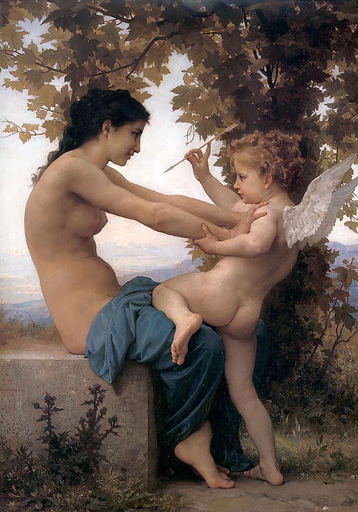 William-Adolphe Bouguereau Young Girl Defending herself against Cupid oil painting reproduction