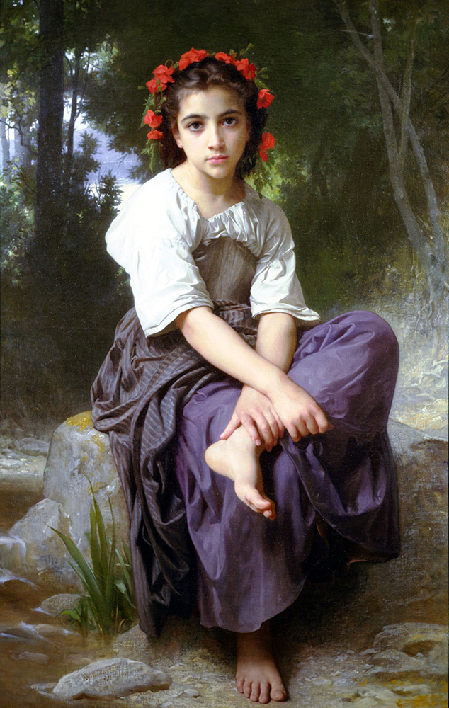 William-Adolphe Bouguereau At the Edge of the Brook (1875) oil painting reproduction