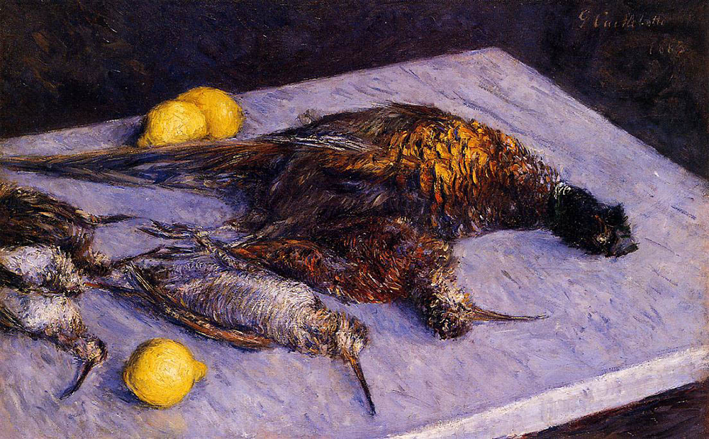 Gustave Caillebotte Pheasants and Woodcocks on a Marble Table - 1883  oil painting reproduction