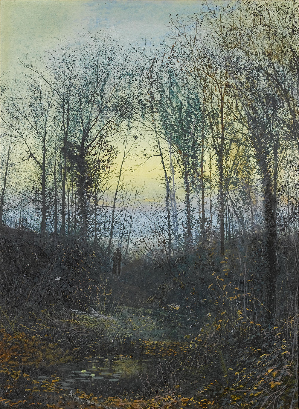 John Atkinson Grimshaw Lovers in a Woodland Clearing, 1871 oil painting reproduction