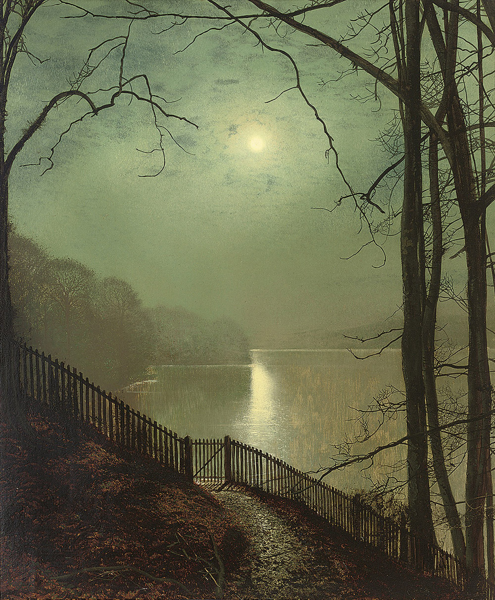 John Atkinson Grimshaw Moonlight on the Lake, Roundhay Park, Leeds, 1872 oil painting reproduction