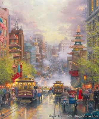 Thomas Kinkade San Francisco a View Down California Street oil painting reproduction