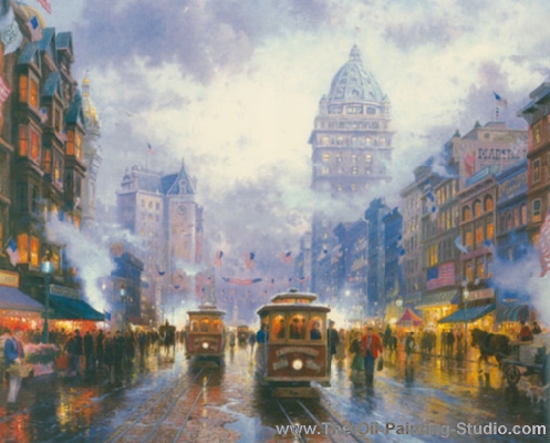 Thomas Kinkade San Francisco Market Street 1905 oil painting reproduction