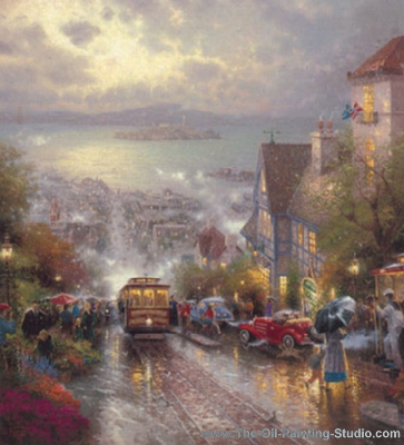 Thomas Kinkade Hyde Street and the Bay oil painting reproduction