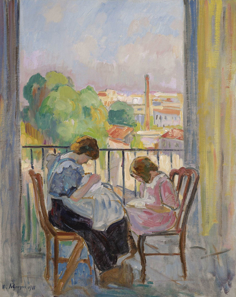 Henri Lebasque Madame Lebasque and Her Daughter Sewing near the Window, 1911 oil painting reproduction