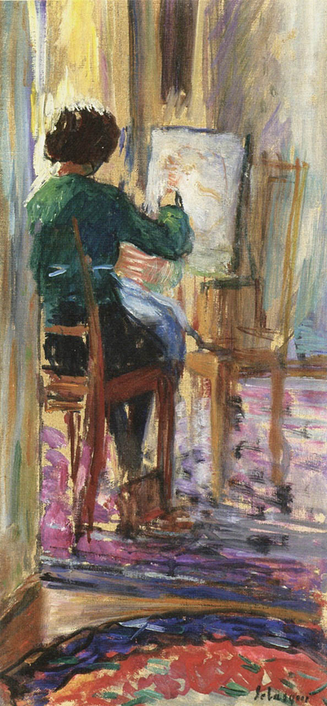 Henri Lebasque Marthe at Her Easel, 1915 oil painting reproduction