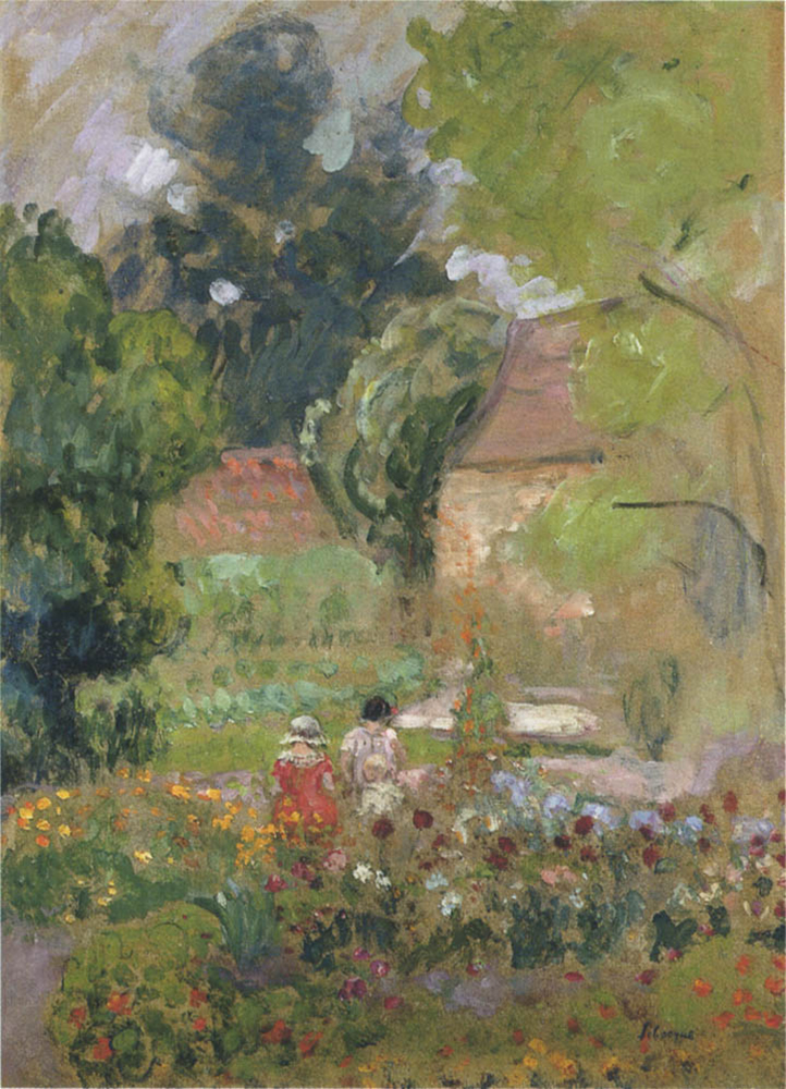 Henri Lebasque Mathe and Nono in the garden oil painting reproduction