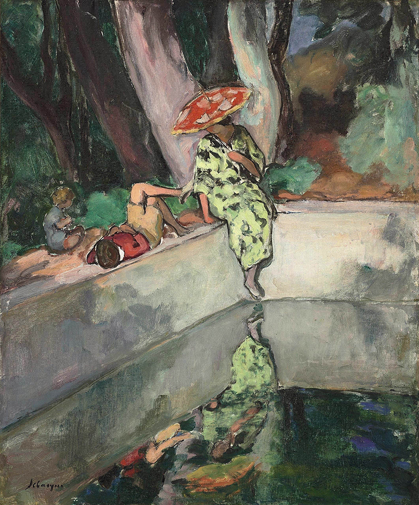 Henri Lebasque Woman and Children near the Bassin, 1923 oil painting reproduction