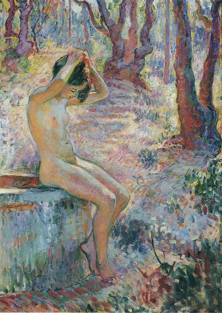 Henri Lebasque Young Girl by Fountain oil painting reproduction