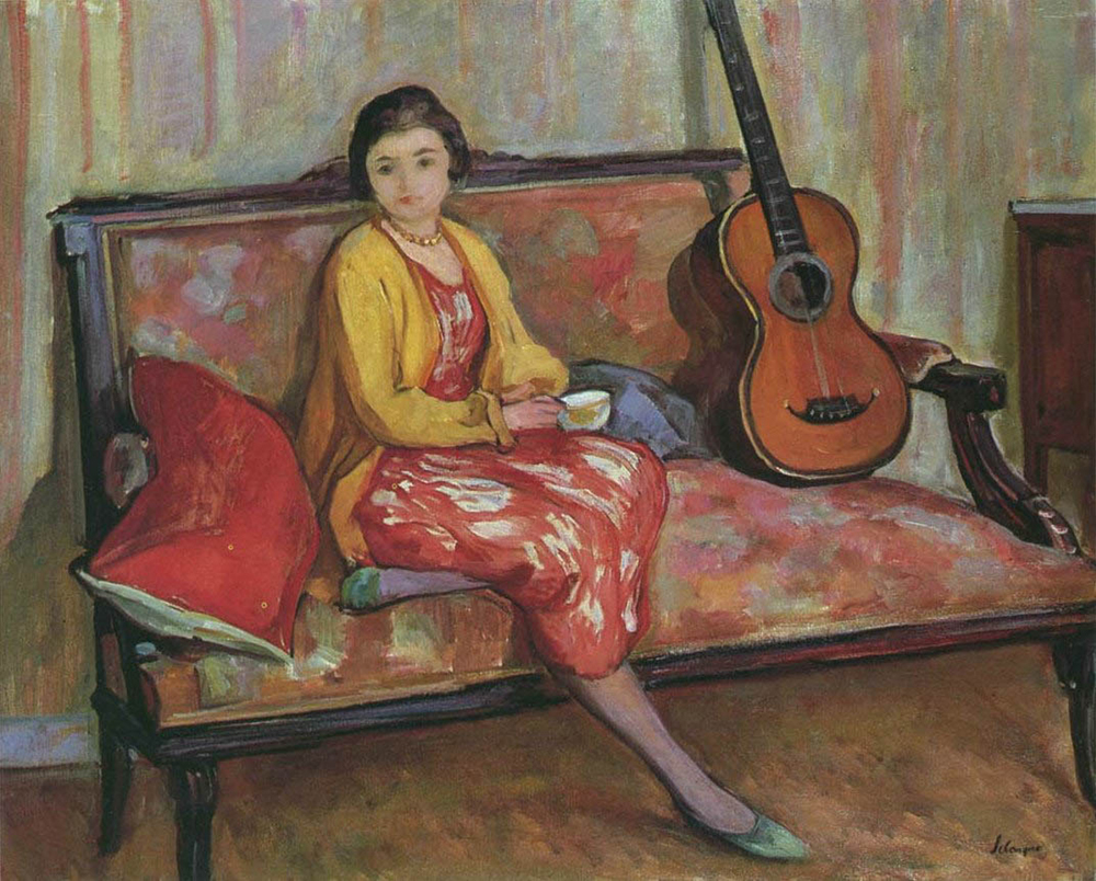 Henri Lebasque Nono and a Guitar, 1910 oil painting reproduction