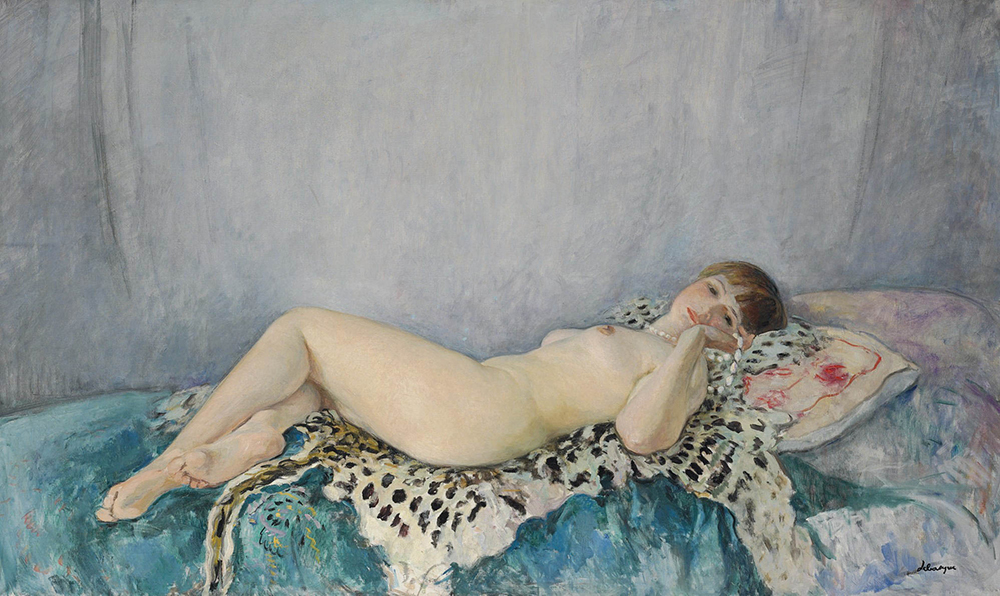 Henri Lebasque Nude on a Leopard Skin, 1926 oil painting reproduction