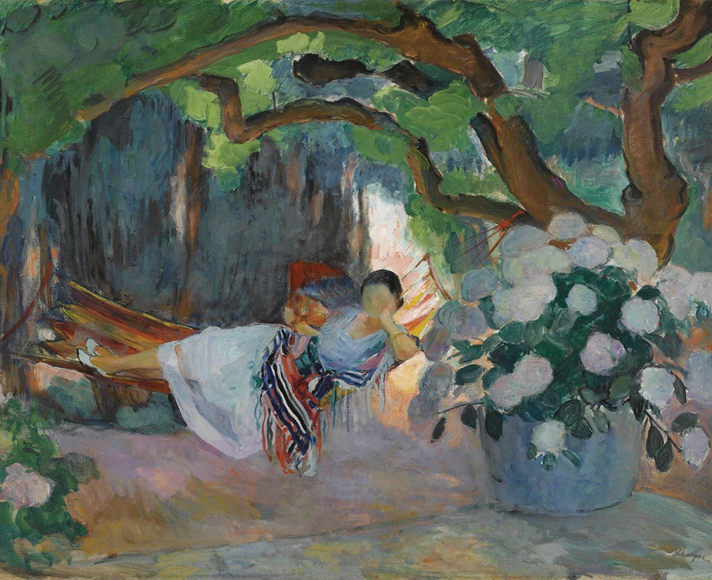 Henri Lebasque Young Woman at Hammock, 1923 oil painting reproduction