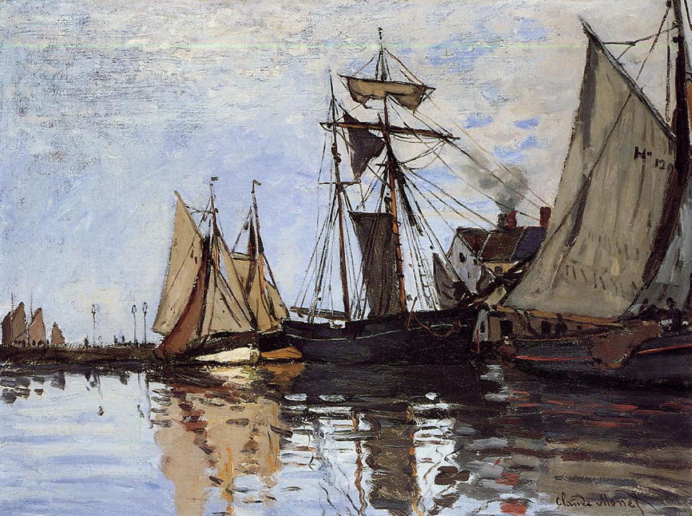 Claude Monet Boats in the Port of Honfleur, 1866 oil painting reproduction