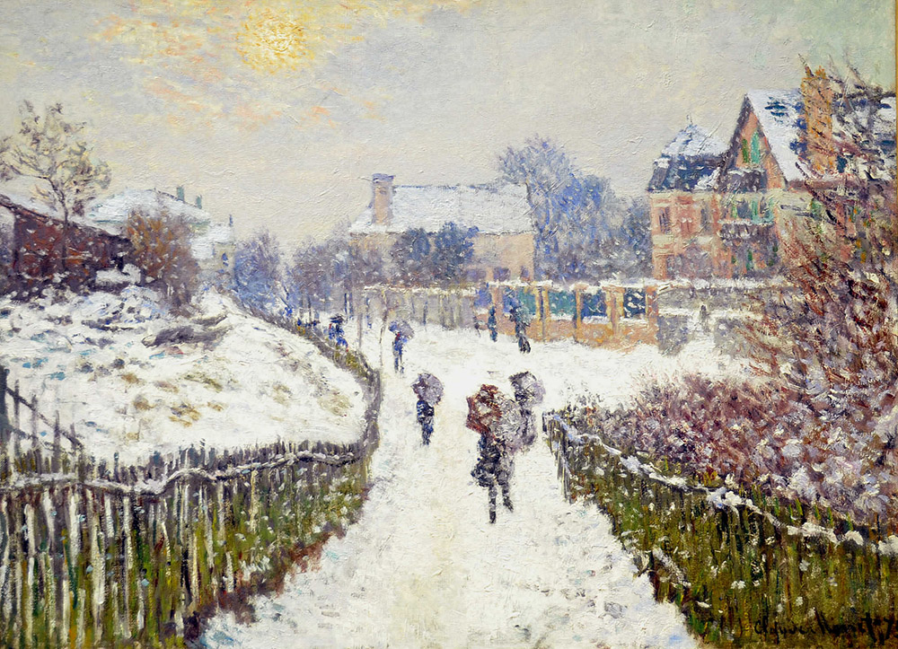 Claude Monet Boulevard St.Denis, Argenteuil, Snow Effect,1875 oil painting reproduction