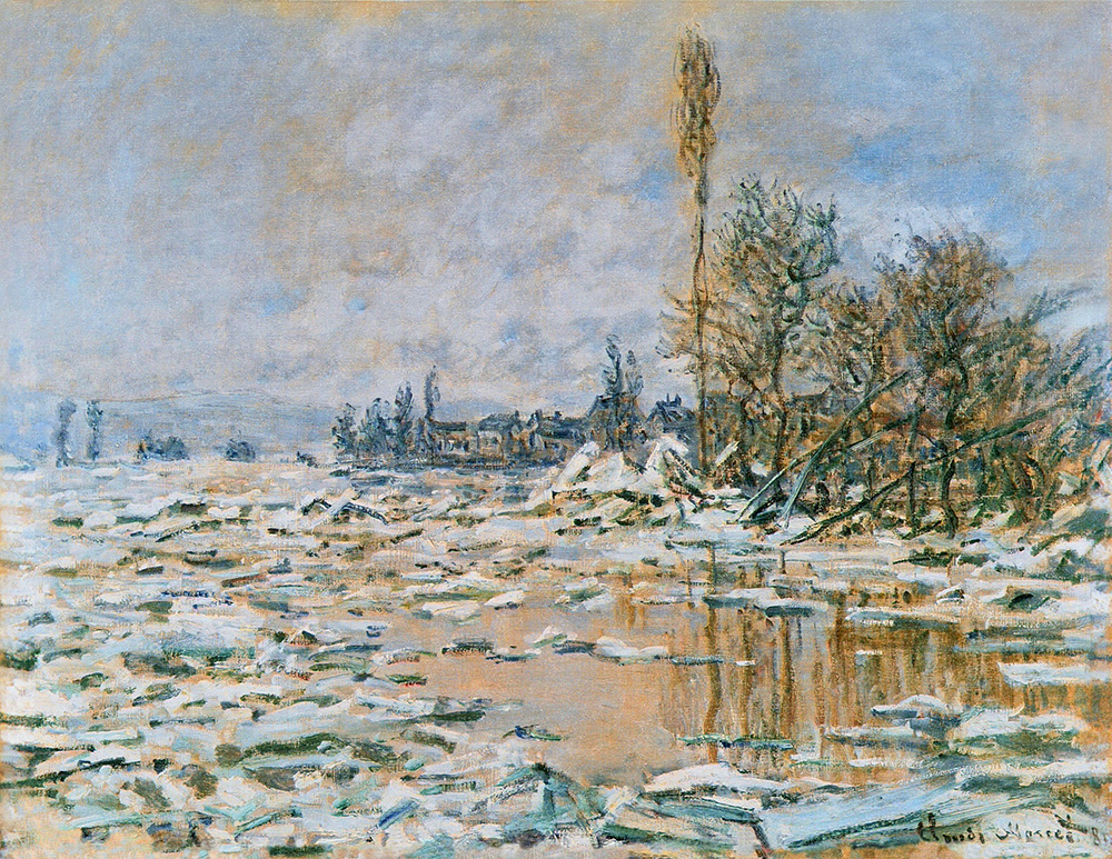 Claude Monet Breakup of Ice, Lavacourt, Grey Weather,1880 oil painting reproduction