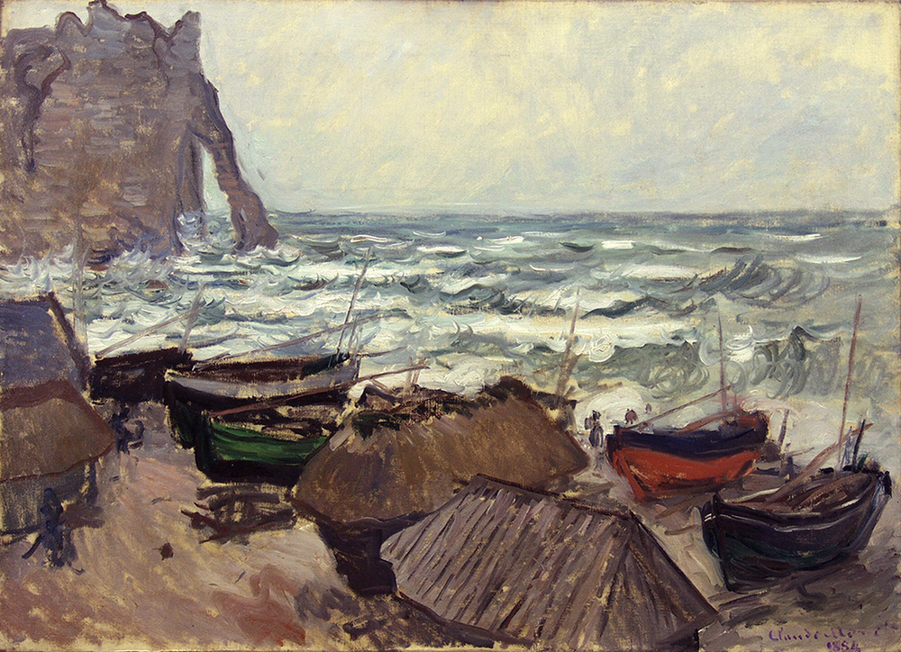 Claude Monet Fishing Boats on the Beach at Etretat, 1884 oil painting reproduction