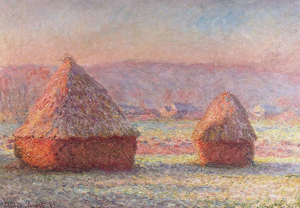 Claude Monet Haystacks - White Frost, Sunrise oil painting reproduction