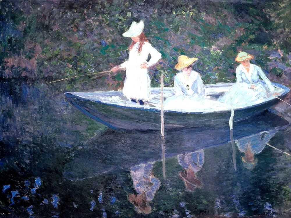 Claude Monet In the Norvegienne Boat at Giverny, 1887 oil painting reproduction