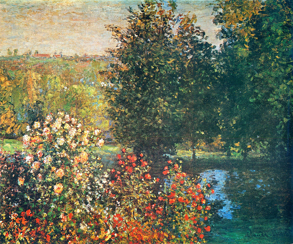 Claude Monet Roses in the Hoshede`s Garden at Montregon, 1976 oil painting reproduction