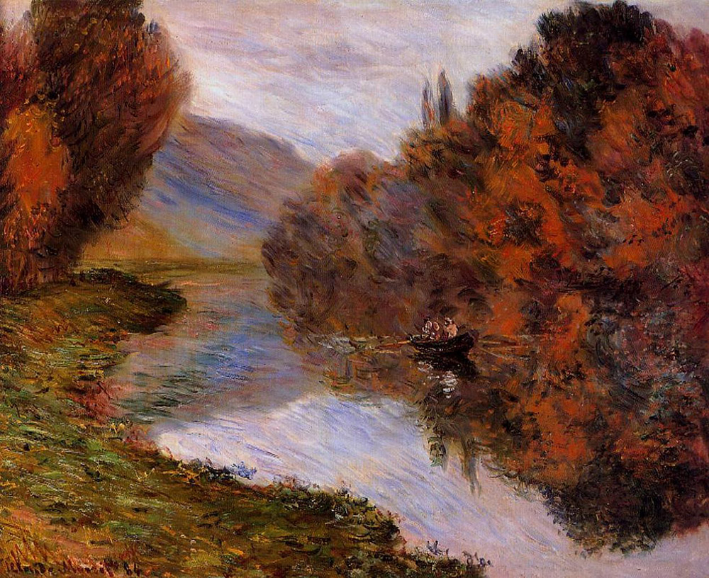 Claude Monet Rowboat on the Seine at Jeufosse, 1884 oil painting reproduction