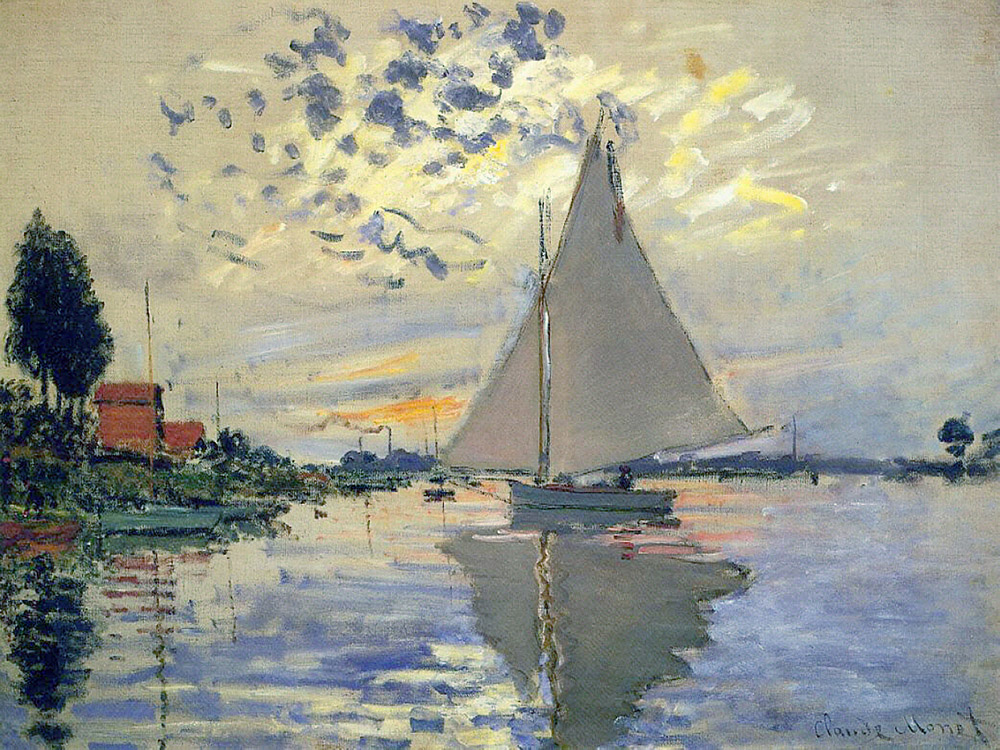 Claude Monet Sailboat at Le Petit-Gennevilliers, 1874 oil painting reproduction