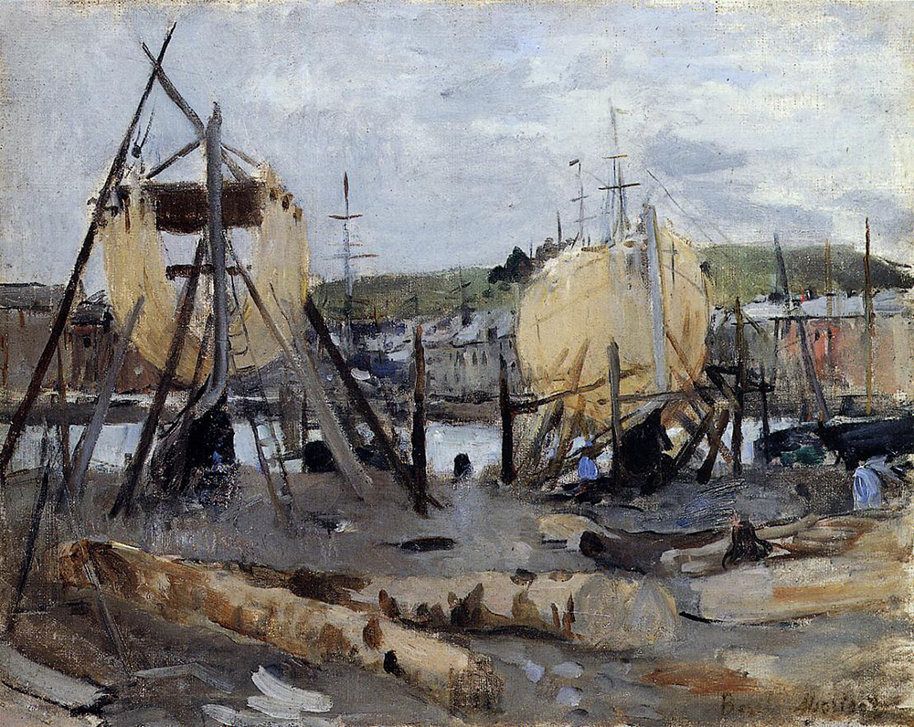 Berthe Morisot Boats under Construction - 1874 oil painting reproduction