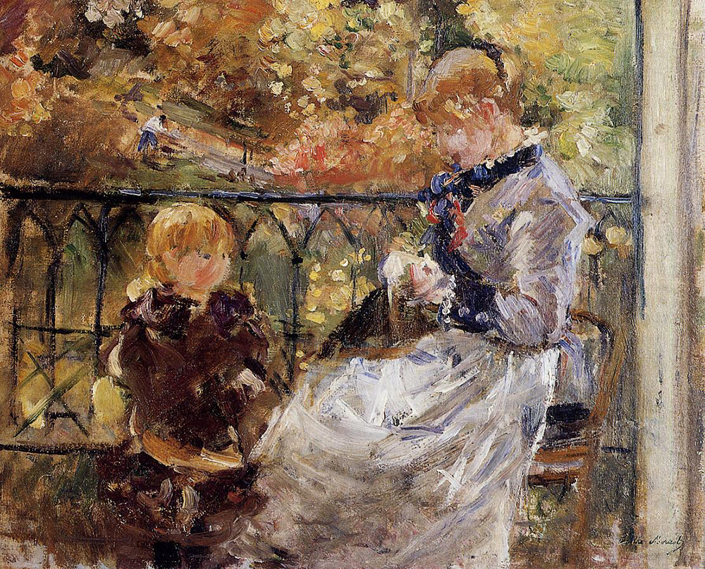 Berthe Morisot On the Balcony of Eugene Manet's Room at Bougival - 1881  oil painting reproduction