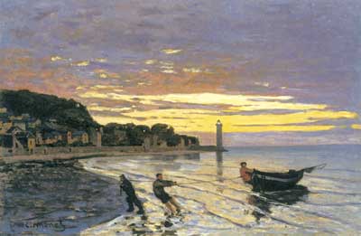 Claude Monet Towing a Boat, Honfleur oil painting reproduction