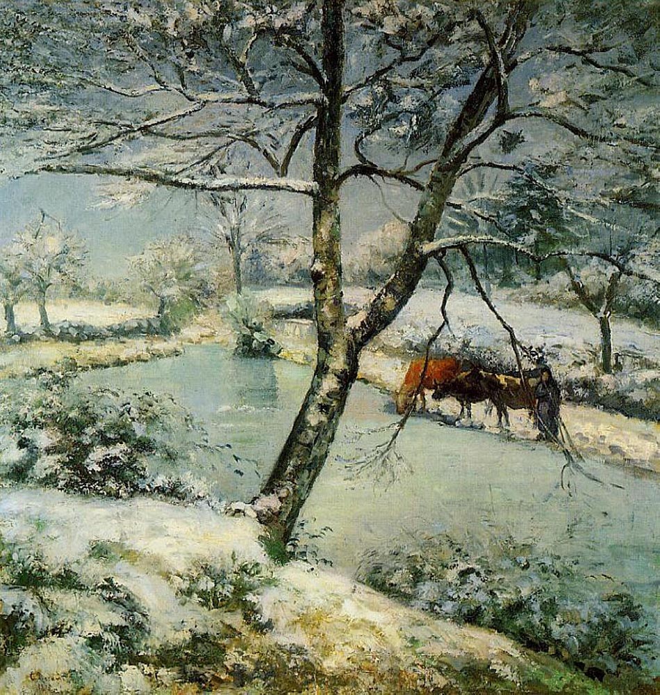 Camille Pissarro Winter at Montfoucault, 1875  oil painting reproduction