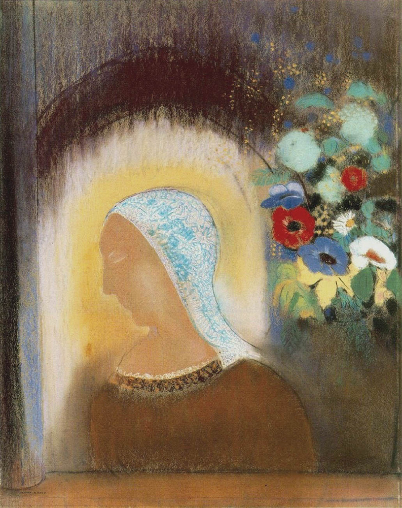 Odilon Redon Profile and Flowers, 1912 oil painting reproduction