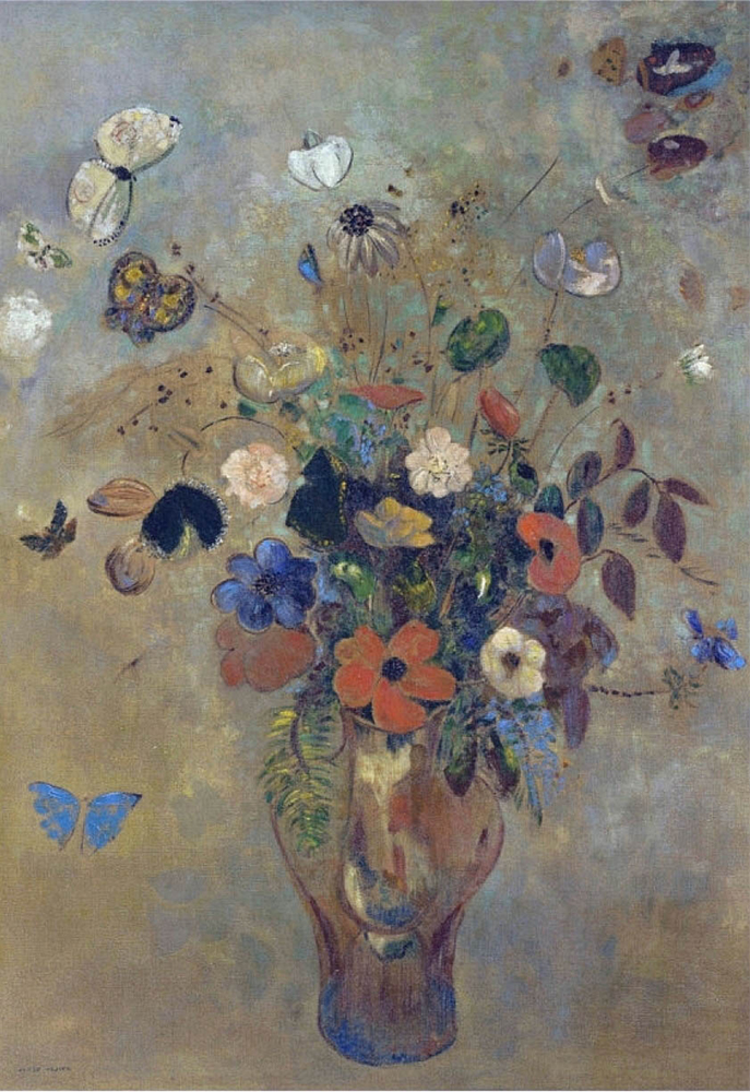 Odilon Redon Vase with Flowers and Butterflies, 1905 oil painting reproduction