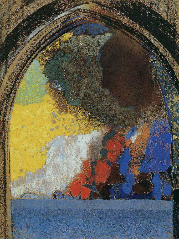 Odilon Redon Woman in Profile in a Gothic Arch The Window, 1907 oil painting reproduction