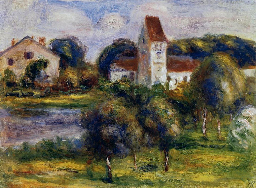 Pierre-Auguste Renoir Breton Landscape - Church and Orchard oil painting reproduction