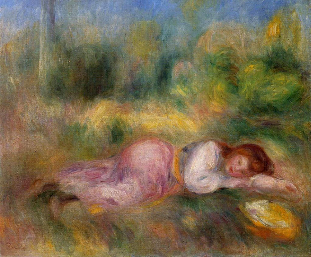 Pierre-Auguste Renoir Girl Streched out on the Grass, 1890 oil painting reproduction