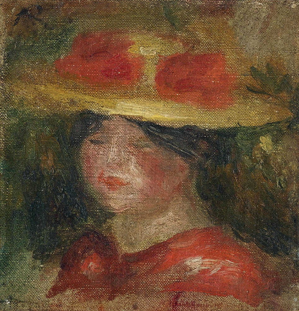 Pierre-Auguste Renoir Head of Woman in Hat oil painting reproduction