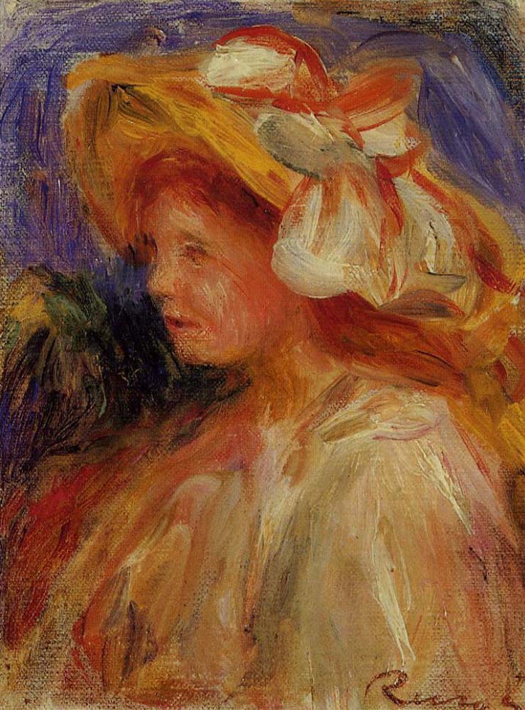 Pierre-Auguste Renoir Profile of a Young Woman in a Hat oil painting reproduction