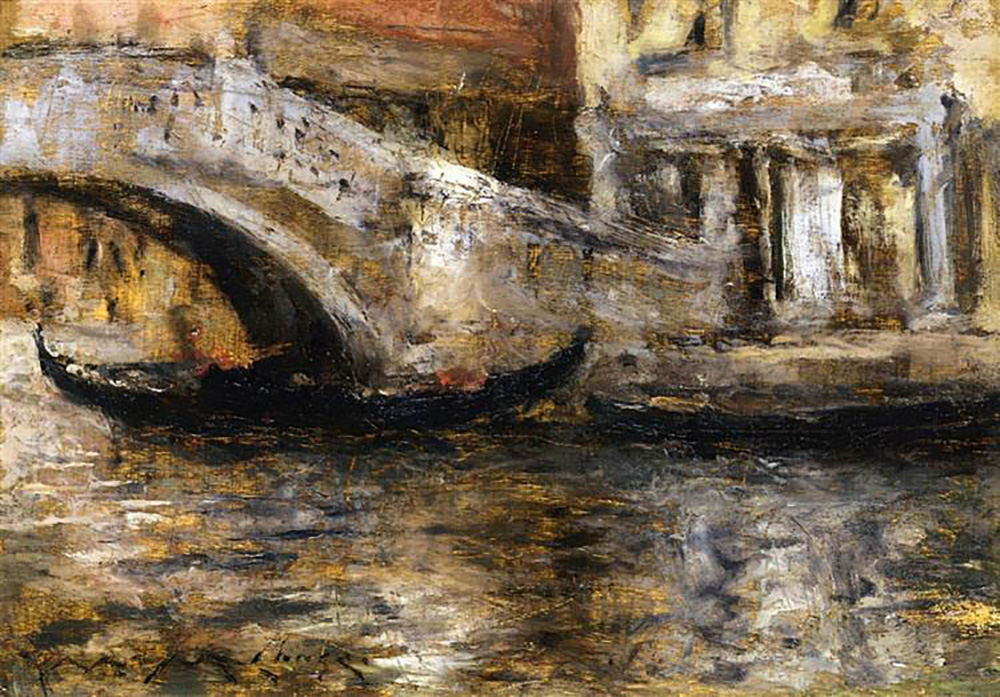 William Merritt Chase Gondolas Along Venetian Canal Aka Gondola In Venice oil painting reproduction