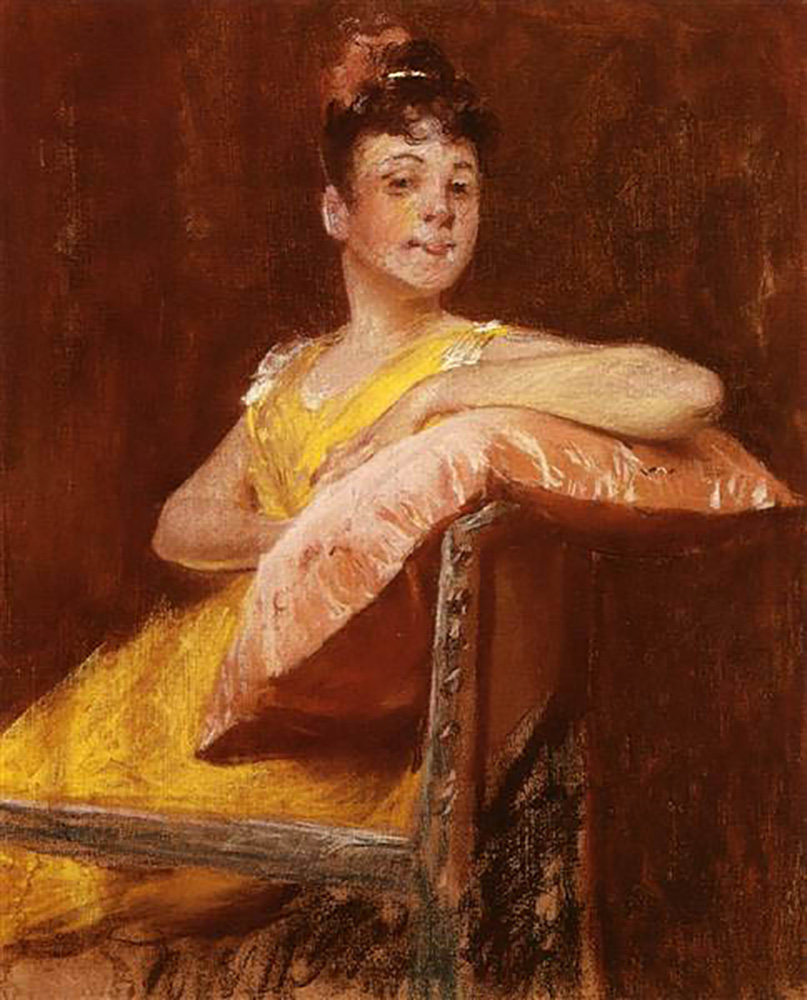 William Merritt Chase A Girl In Yellow Aka The Yellow Gown oil painting reproduction