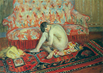 Henri Lebasque Nude on Red Carpet oil painting reproduction
