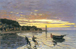 Claude Monet Towing a Boat, Honfleur oil painting reproduction